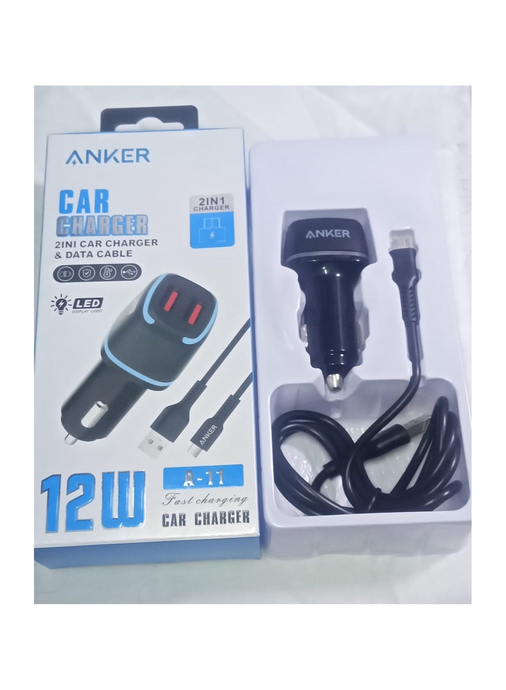 Fast Charge Car Charger B12 60W (1xUSB-C + 1xUSB-A) 58