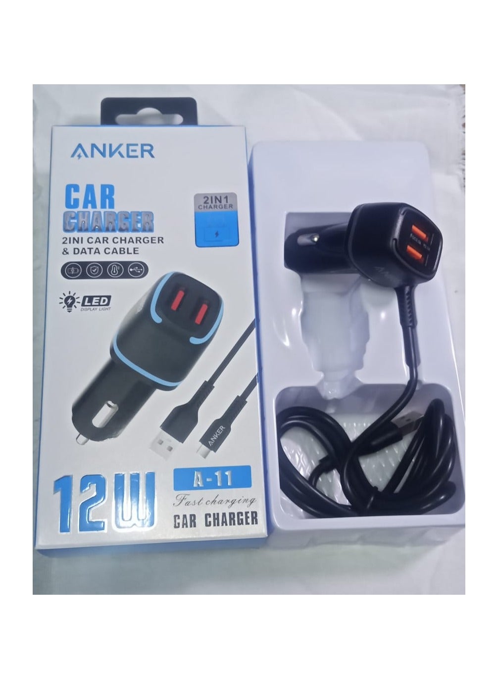 Fast Charge Car Charger B12 60W (1xUSB-C + 1xUSB-A) 59