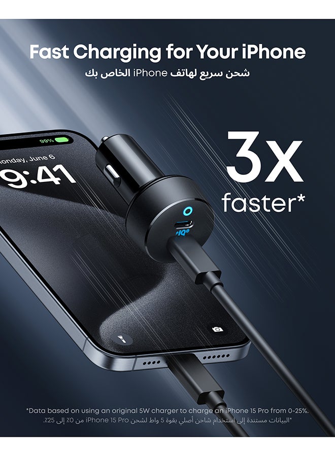 Fast Charge Car Charger B12 60W (1xUSB-C + 1xUSB-A) 67