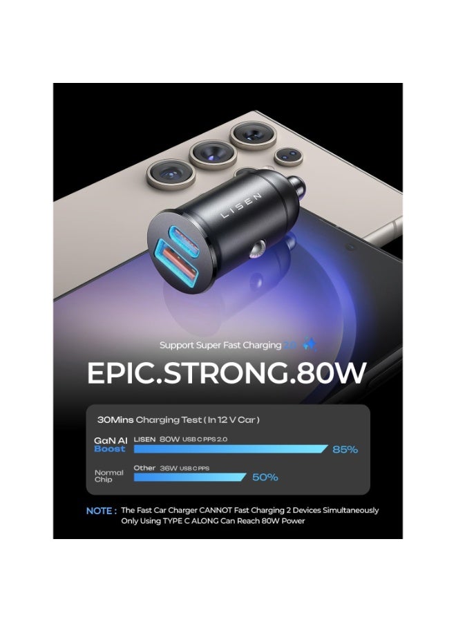 Fast Charge Car Charger B12 60W (1xUSB-C + 1xUSB-A) 72