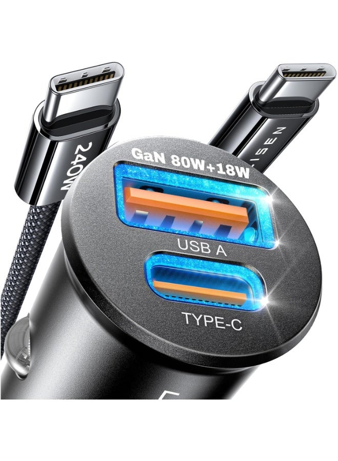 Fast Charge Car Charger B12 60W (1xUSB-C + 1xUSB-A) 70