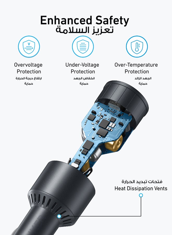Fast Charge Car Charger B12 60W (1xUSB-C + 1xUSB-A) 91